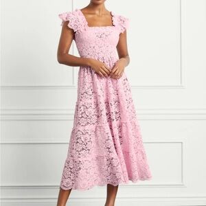Hill House Pink Lace Midi Dress
